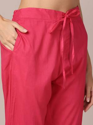 women pink rayon blend geometric printed straight kurta trouser with dupatta 5