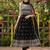 women black poly georgette solid embroidered a-line kurta trouser with dupatta