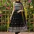 women black poly georgette solid embroidered a-line kurta trouser with dupatta