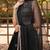 women black poly georgette solid embroidered a-line kurta trouser with dupatta