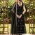 women black poly georgette solid embroidered a-line kurta trouser with dupatta