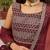 women brown poly georgette solid embroidered a-line kurta trouser with dupatta