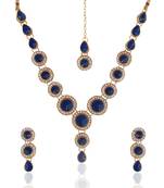 Ethnic Indian Jewelry Bollywood Blue Circle Stone Diamentes Necklace Set b152