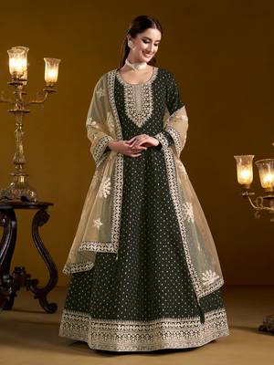 Black embroidered jacquard chanderi anarkali suit 2
