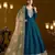 Teal embroidered jacquard chanderi semi stitched anarkali suit