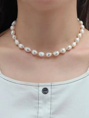 Irregular baroque pearl necklace with lobster lock for women and girls 1
