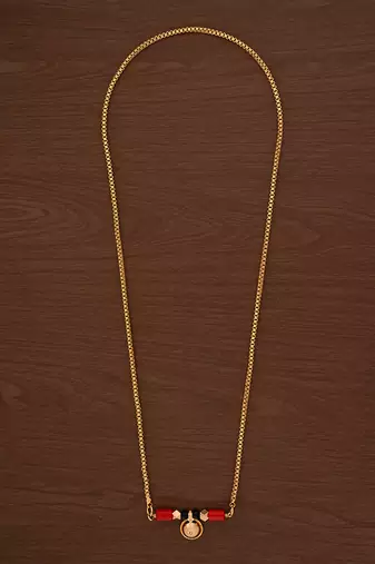 Golden mangalsutra LONG with single vati one gram gold