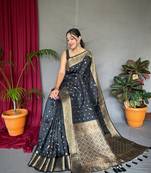 Soft silk Saree Golden Zari Weaved Border And Rich Pallu Saree,Blouse-Not As Per Image