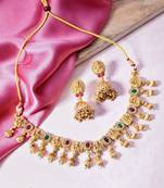 Mansiyaorange south indian temple lakshmi choker necklace jewelry artificial imitation set for women
