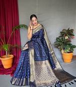 Banarasi silk blendJari Wewing Work Saree,Blouse-Not As Per Image