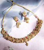 Mansiyaorange south indian temple lakshmi choker necklace jewelry artificial imitation set for women