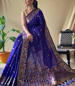 Banarasi silk blendJari Wewing Work Saree,Blouse-Not As Per Image