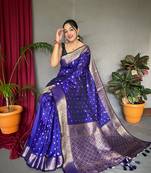 Banarasi silk blendJari Wewing Work Saree,Blouse-Not As Per Image
