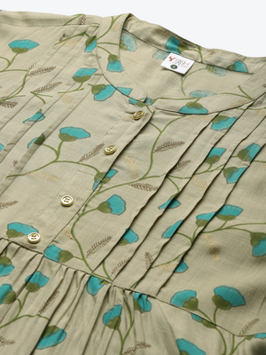  women's rayon floral printed short kurti (khaki) 4