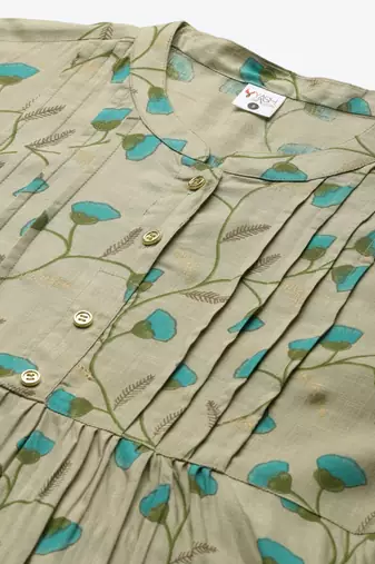  women's rayon floral printed short kurti (khaki)