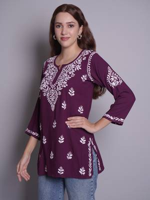 Wine rayon lucknowi chikankari top 2