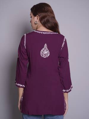 Wine rayon lucknowi chikankari top 4