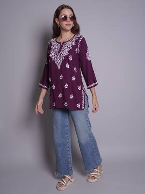 Wine rayon lucknowi chikankari top 5