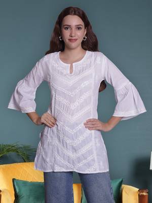 White cotton lucknowi chikankari top 1