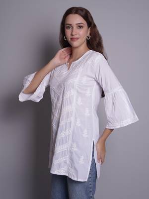 White cotton lucknowi chikankari top 2