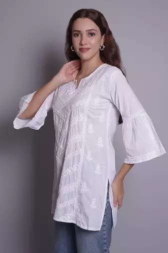 White cotton lucknowi chikankari top
