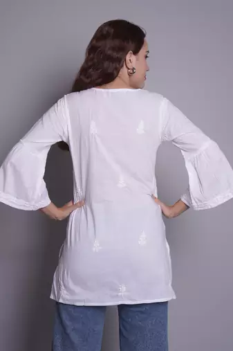 White cotton lucknowi chikankari top