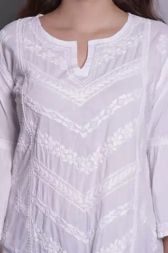 White cotton lucknowi chikankari top