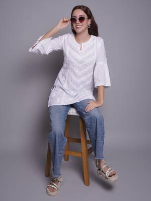 White cotton lucknowi chikankari top 5