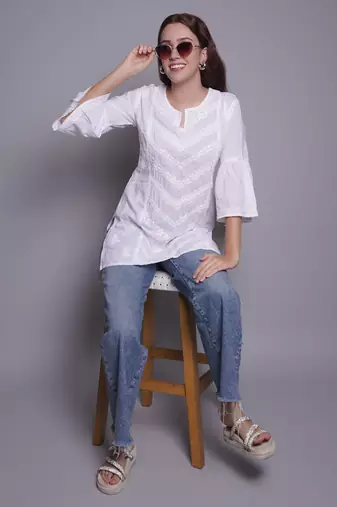White cotton lucknowi chikankari top