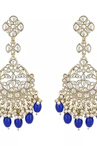 traditional kundan pearl handcrafted dangle chandbali earrings ethnic jewellery