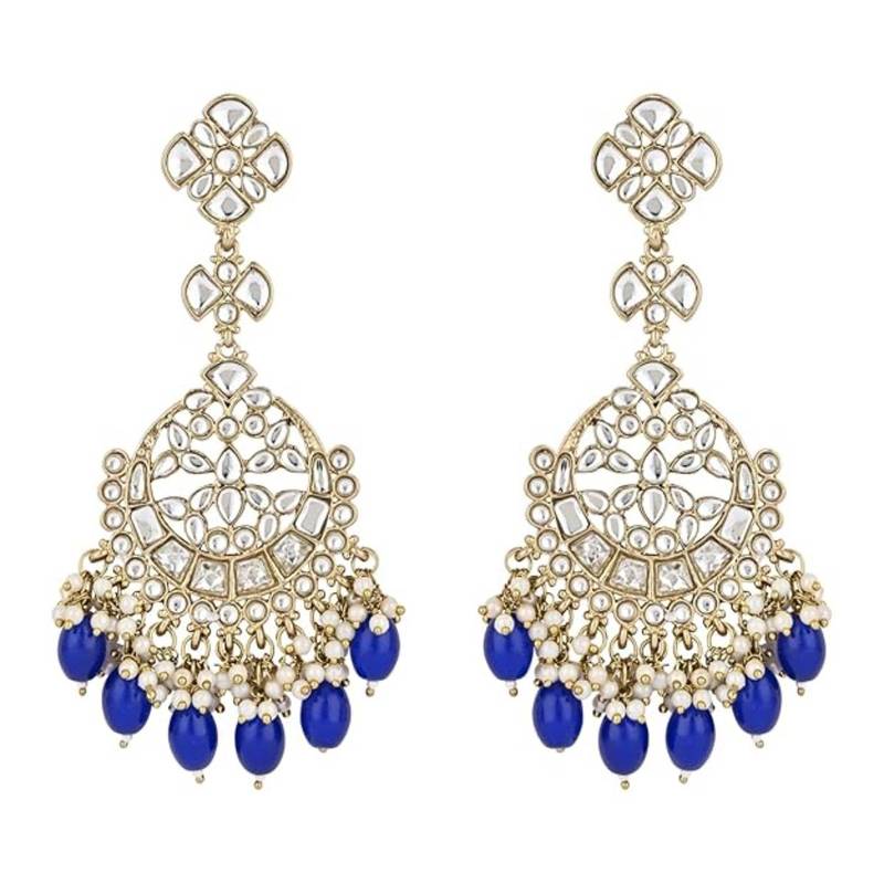 traditional kundan pearl handcrafted dangle chandbali earrings ethnic jewellery