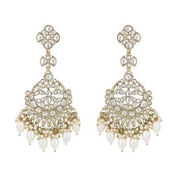 traditional kundan pearl handcrafted dangle chandbali earrings ethnic jewellery 6