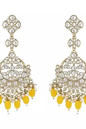 traditional kundan pearl handcrafted dangle chandbali earrings ethnic jewellery