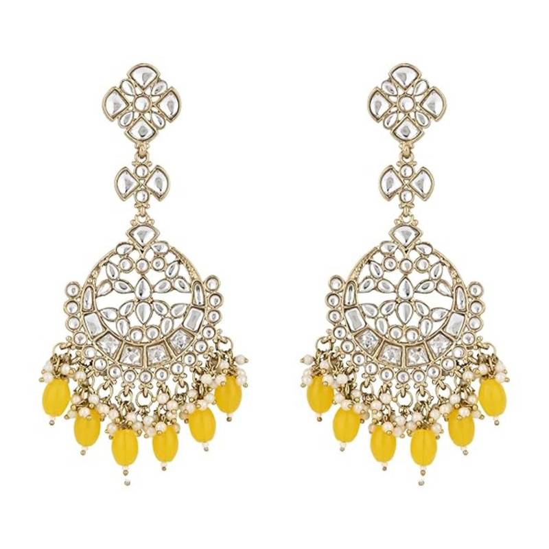 traditional kundan pearl handcrafted dangle chandbali earrings ethnic jewellery