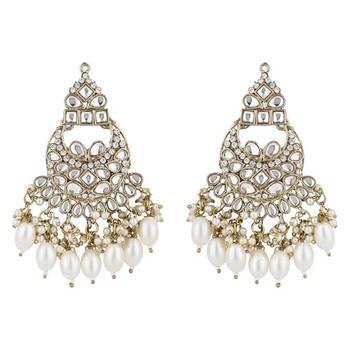 traditional kundan pearl chandbali earrings 5