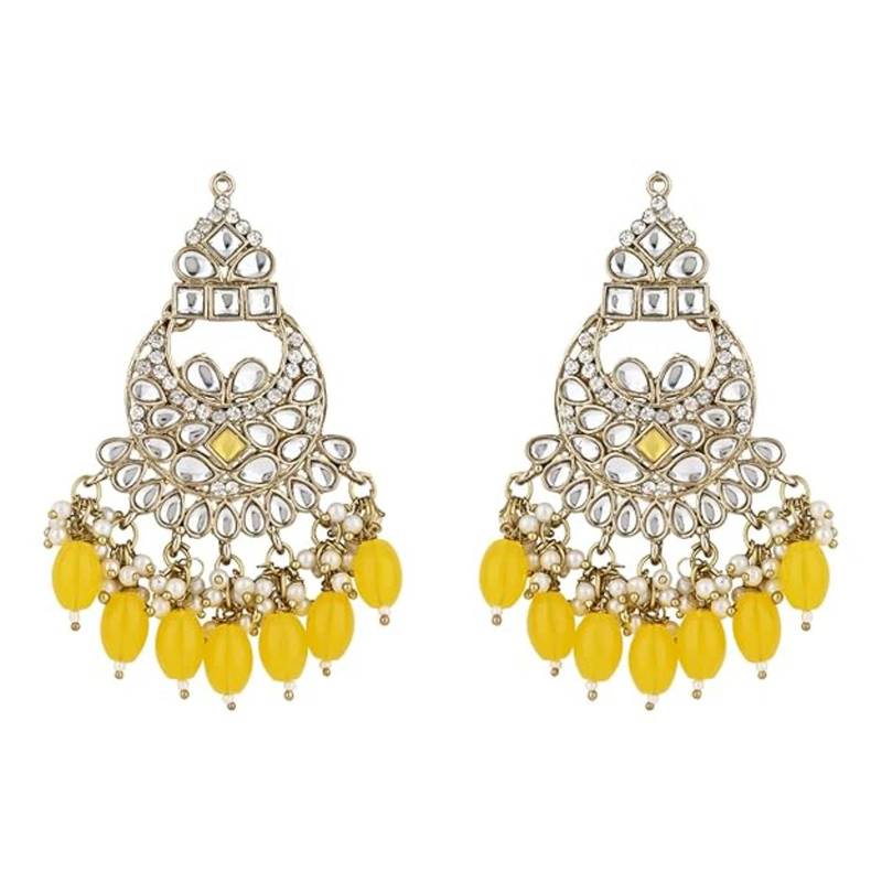 traditional kundan pearl chandbali earrings