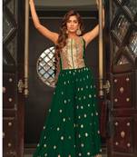 Green  embroidered georgette  stitched  jump suit suit. (size upto 42)