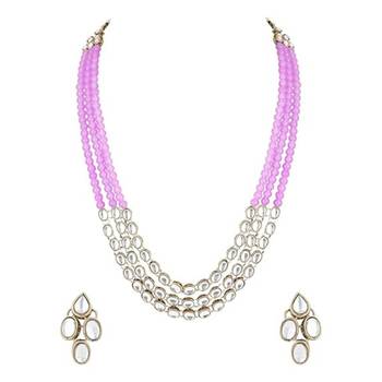 traditional stunning white kundan studded layered pearl necklace jewellery set 6