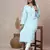 Hand Embroidered Blue Cotton Lucknowi Chikankari Indian Women Straight Kurta