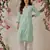 Hand Embroidered Sea Green Cotton Lucknowi Chikankari Indian Women Straight Kurta