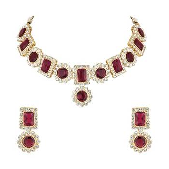 traditional stone studded necklace jewellery set 6