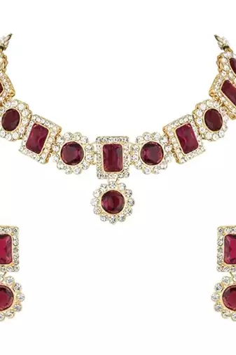 traditional stone studded necklace jewellery set