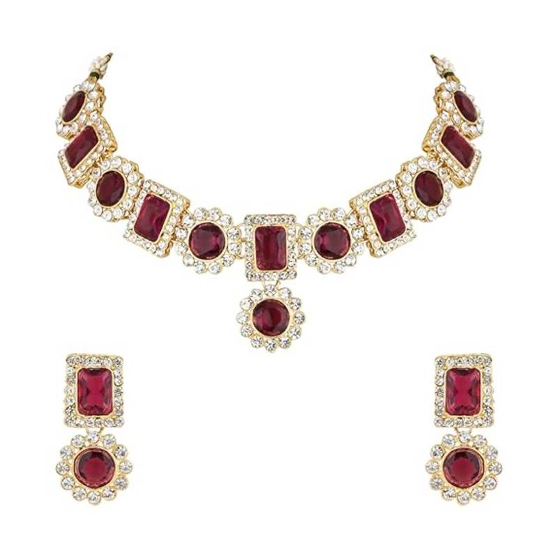 traditional stone studded necklace jewellery set