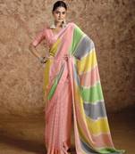 Beautiful Lehriya Print Chiffon With Self Weaving Satin Border Saree