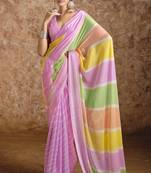 Beautiful Lehriya Print Chiffon With Self Weaving Satin Border Saree