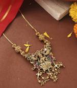 Gold-Plated Lakshmi Pendant Necklace Set