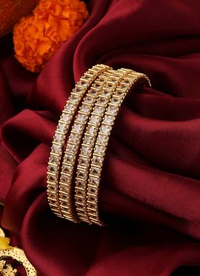 Set of 4 Gold-Plated American Diamond Bangles 1