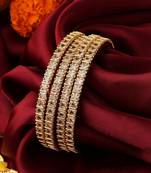 Set of 4 Gold-Plated American Diamond Bangles