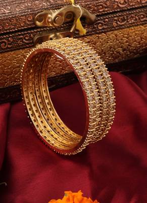 Set of 4 Gold-Plated American Diamond Bangles 2