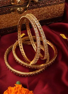 Set of 4 Gold-Plated American Diamond Bangles 3